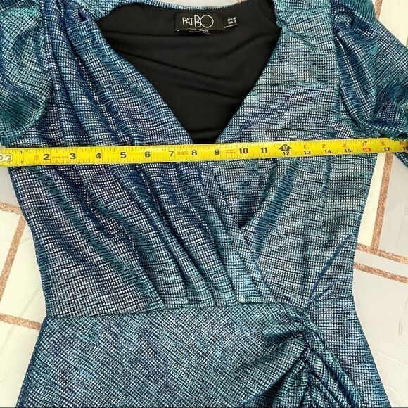PATBO Blue Metallic Faux Wrap Mini Dress - Picture 8 of 13